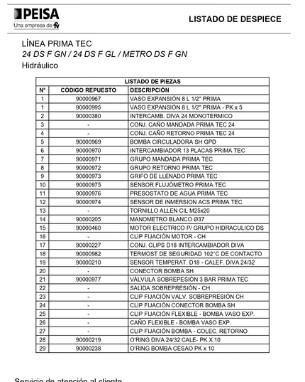 PEISA CALDERA PRIMA TEC 24 DOBLE SERVICIO TIRO FORZADO 10001683  ***SIN VENTILACION***