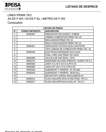 PEISA CALDERA PRIMA TEC 24 DOBLE SERVICIO TIRO FORZADO 10001683  ***SIN VENTILACION***