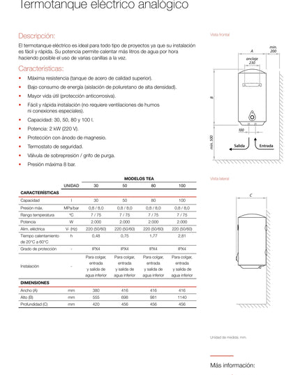 PEISA TERMOTANQUE ELECTRICO TEA 50L 10001399