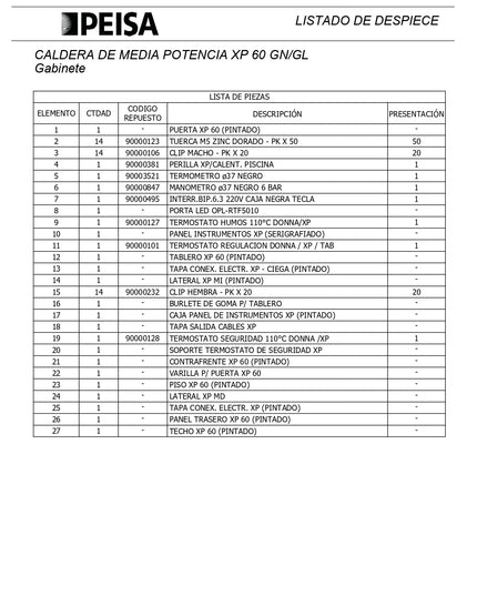 PEISA CALDERA XP 60 GN 10000073