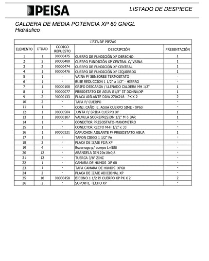 PEISA CALDERA XP 60 GN 10000073