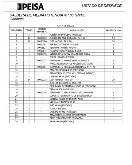 PEISA CALDERA XP 80 GL 10000057