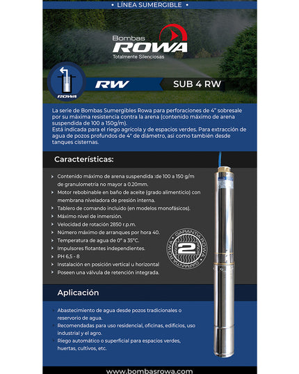ROWA BOMBA SUMERGIBLE SUB 4RW 6/8 G-T 0023-0110