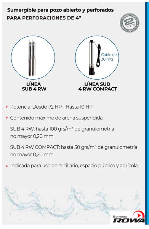 ROWA BOMBA SUMERGIBLE SUB 4RW 8/9 G-T 0023-0111