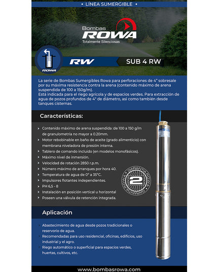 ROWA BOMBA SUMERGIBLE SUB 4RW 8/9 G-M  0023-0109