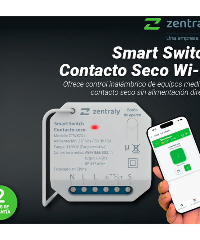 ZENTRALY SMART SWITCH CONTACTO SECO KINETIC WIFI ZTWKC01 10001960