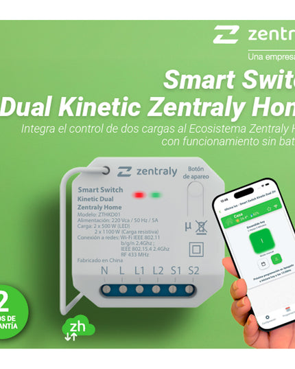 ZENTRALY SMART SWITCH DUAL KINETIC HOME 10002005