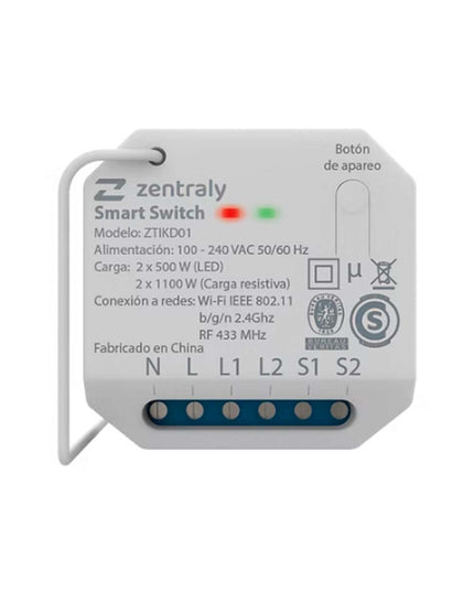 ZENTRALY SMART SWITCH DUAL KINETIC WI-FI ZTIKD01 10001893