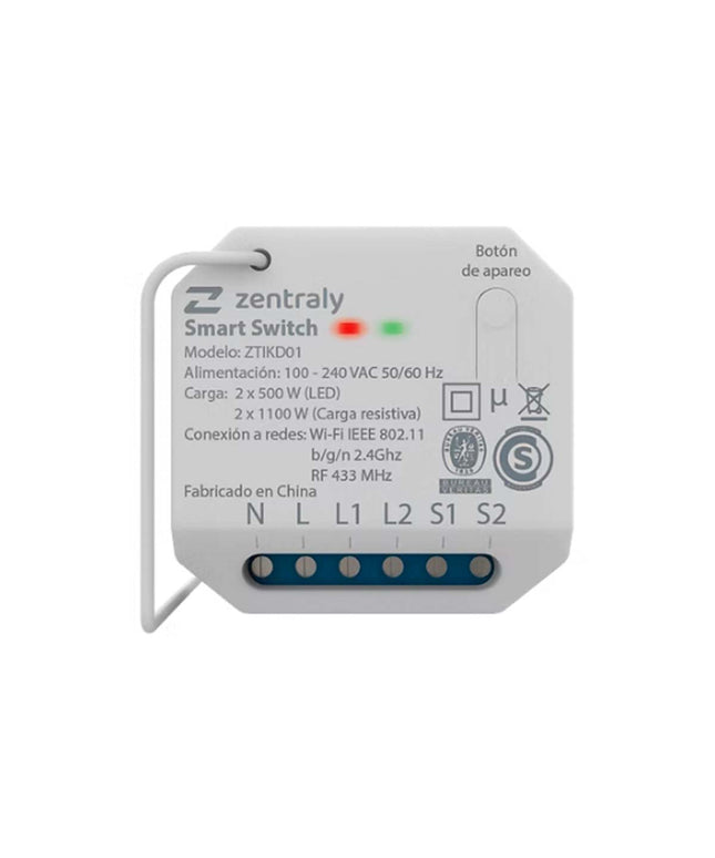 ZENTRALY SMART SWITCH DUAL KINETIC WI-FI ZTIKD01 10001893