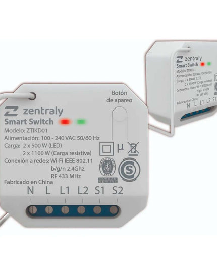 ZENTRALY SMART SWITCH DUAL KINETIC WI-FI ZTIKD01 10001893