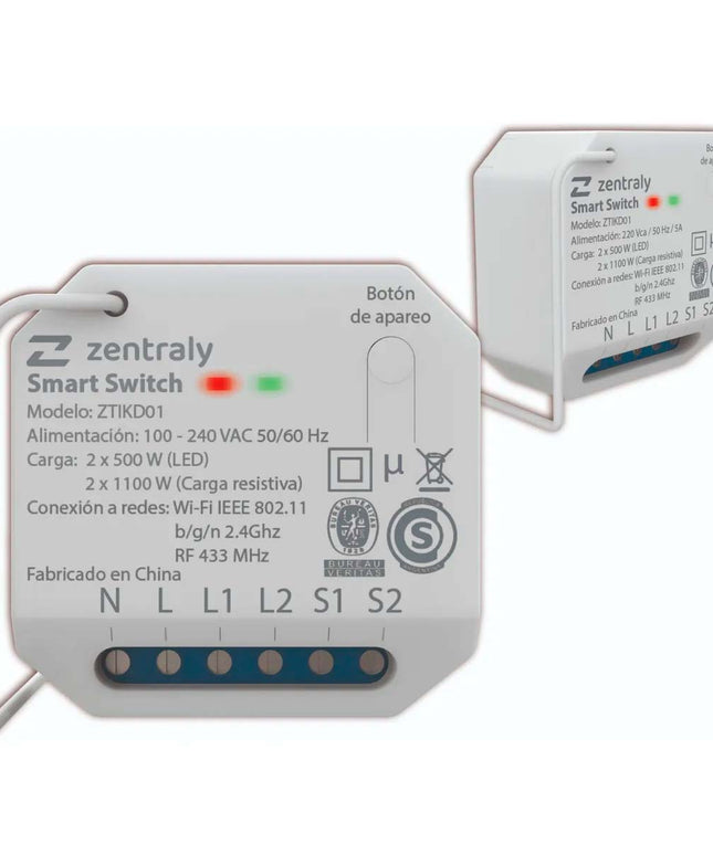 ZENTRALY SMART SWITCH DUAL KINETIC WI-FI ZTIKD01 10001893